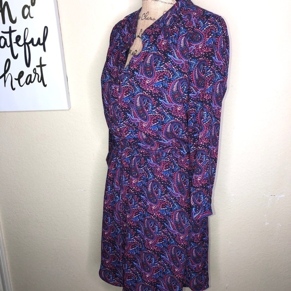 Daniel Rainn Blue & Red Paisley Dress Pockets Lined Mandarin Collar Size Small - Picture 6 of 9